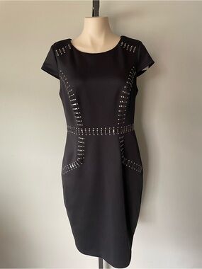 Sangria Studded Sheath Dress Edgy Corporate Goth Gothic Rocker Chic Cocktail